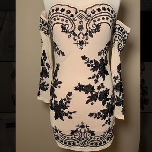 Nude Sequin bodycon mini dress